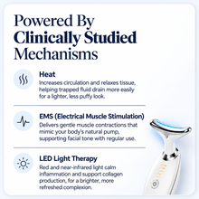 Powered by clinically studied mechanisms: heat, EMS electrical muscle stimulation and LED light therapy