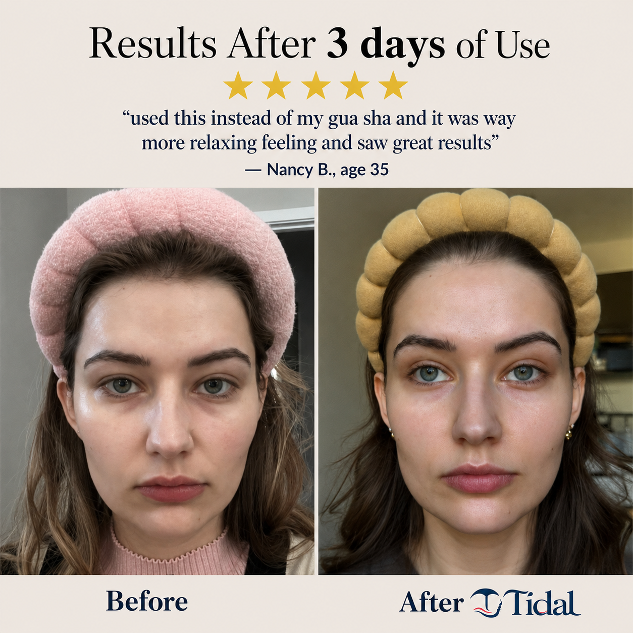 Before and after three days of use